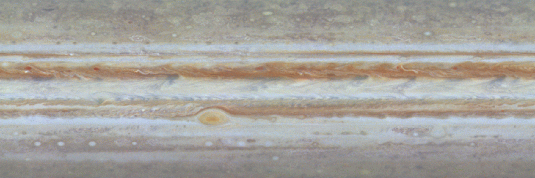 L’atmosphère jovienne : Animation - Jupiter (Auteur : Voyager 1)