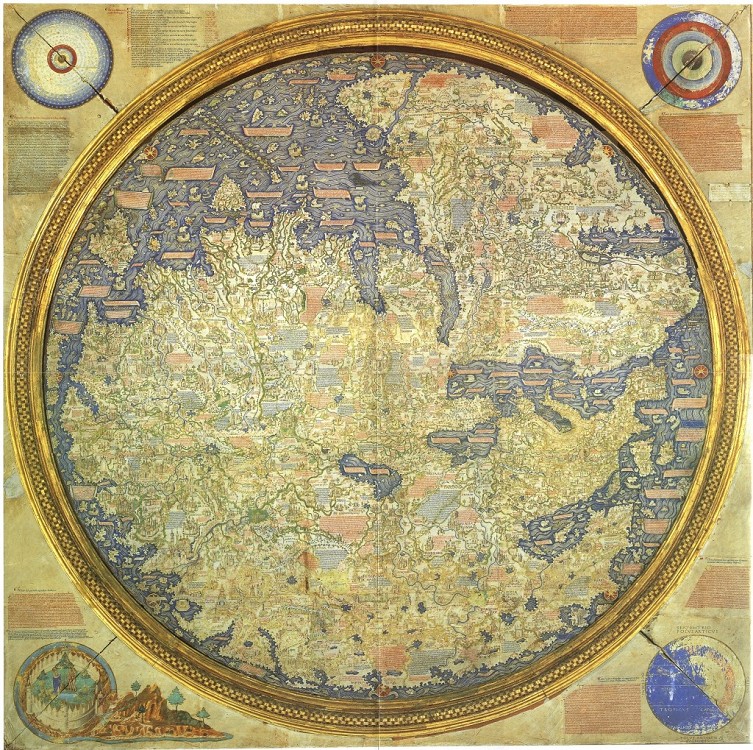 Carte inversée du monde par Fra Mauro en 1459 (Auteur : Fra Mauro en 1459)