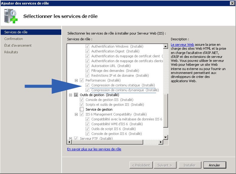 IIS8 - Ajout du rôle « Compression »