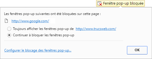 Chrome - Fenêtre bloquée