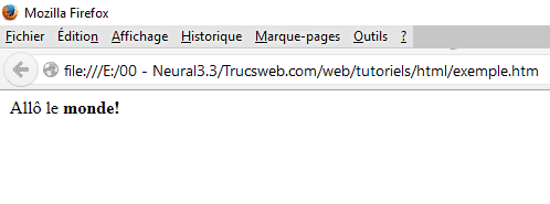 Firefox - Fichier HTML avec HTML