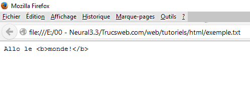Firefox - Fichier texte avec HTML