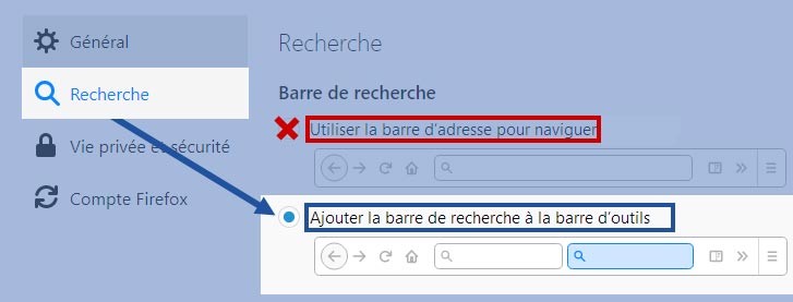 Firefox 57 Quantum - Ajouter la barre de recherche