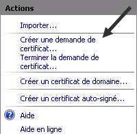 Renouveler un certificat SSL - Créer une demande de certificat...