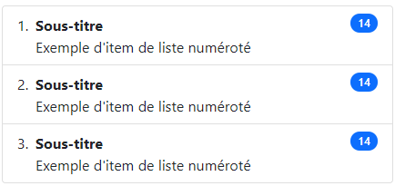 Exemple de groupe de liste numéroté