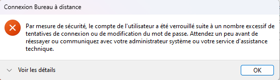 Erreur de connexion au bureau à distance